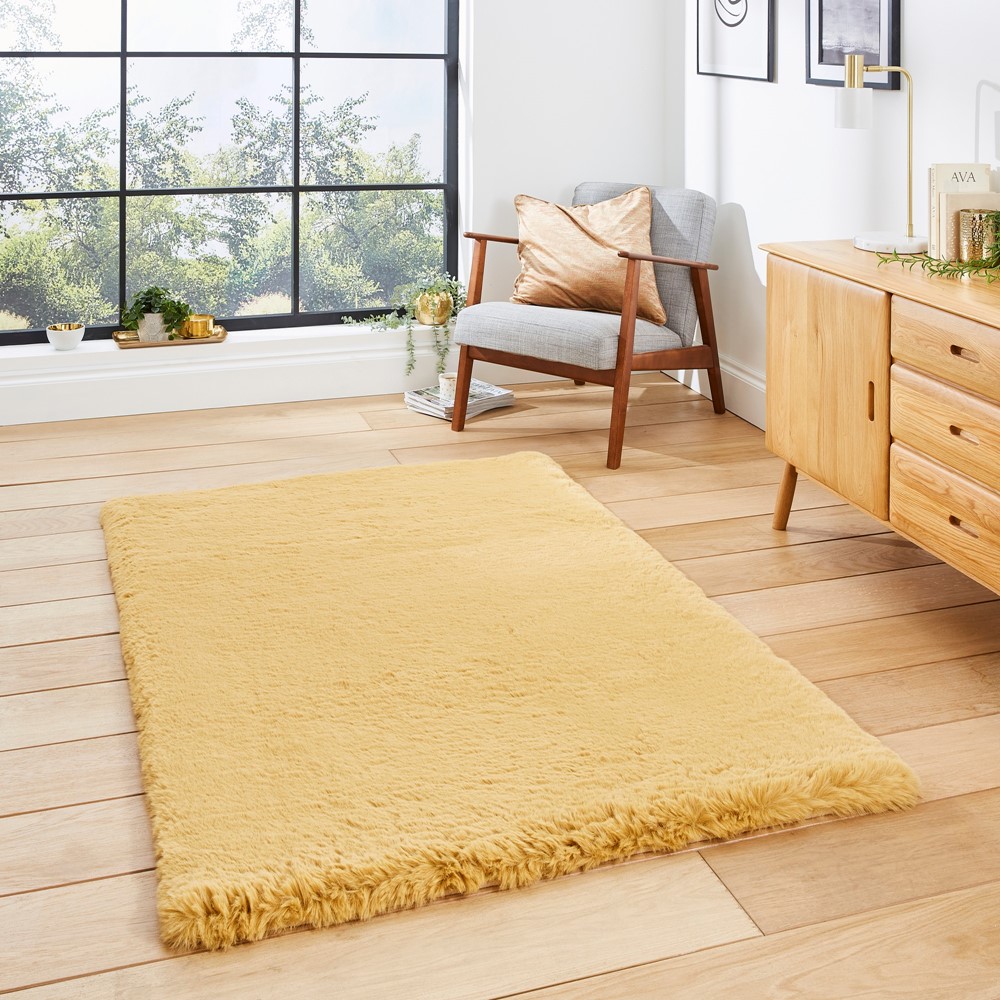 Super Teddy Modern Shaggy Mustard Rug